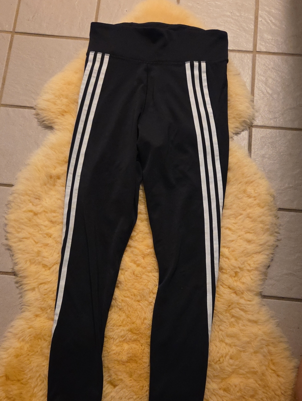 adidas Black Leggings with White Triple Side Stripes